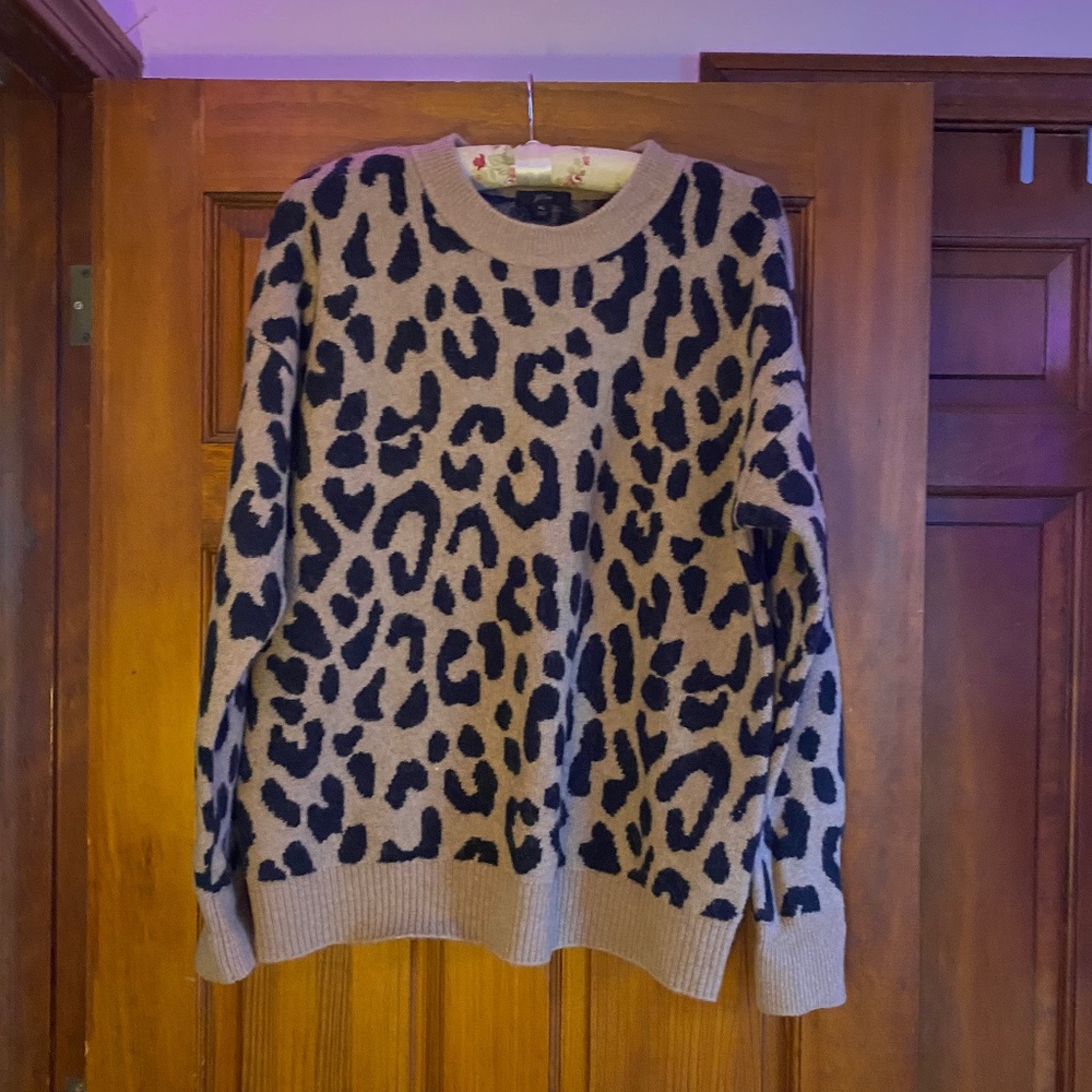 J. Crew animal print wool blend sweater XL